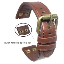 22 мм кожаный ремешок для часов в стиле ретро коричневый/черный ремешок для часов для мужчин с бронзовой пряжкой ремешок для мужчин t часы браслет 2 шт./партия