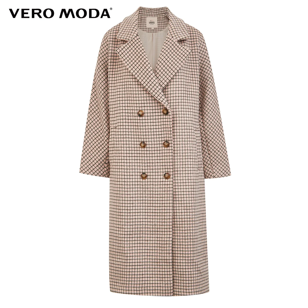 Vero Moda Новое поступление шерстяное пальто из овечьего меха в ломаную клетку | 319427512