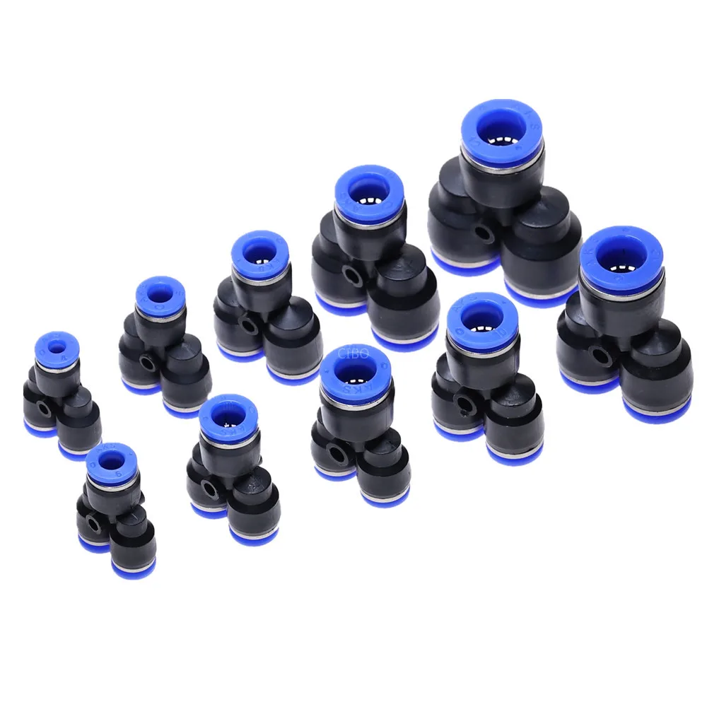 

10pcs/a lot "Y" Pneumatic Connector PY PW Tee Union Push In Fitting for Air Pipe joint OD 4 6 8 10 12 14 16MM Pneumatic Fittings