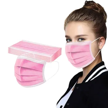 

10pcs Pink Disposable Women Men Face Mask Outdoor Sports Face Mouth Mask Breathable Mondkapjes Wegwerp Pure Color Mondmasker#YL5
