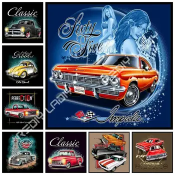 

DIY Diamond Painting Cross Stitch Classical Cars Retro Diamond Embroidery Full Square/Round Rhinestone Mosaic Picture Home Decor