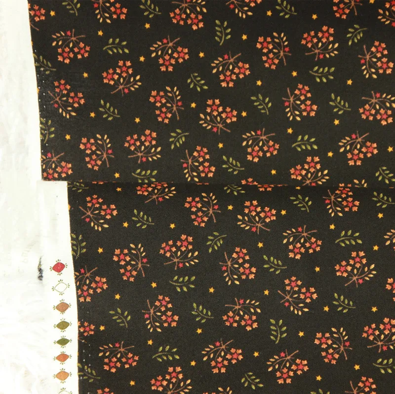 

half yard plain cotton fabric with retro small flower print, handmade DIY bag garment dress cloth 100% cotton CR-47