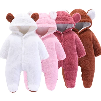 

2020 Autumn New Jumpsuit Newborn Baby Boys Girls Cartoon Polyester Clothes Infant Baby Winter Warm Outwear Hoodie Pajamas