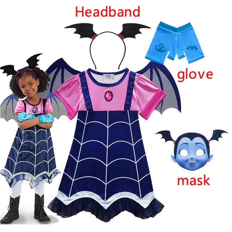 Детский костюм вампира; повязка на голову для девочек; летние платья принцессы для девочек; Vampirin; детское нарядное платье на день рождения; новое платье Vampirin; От 3 до 8 лет - Цвет: FZ8813-4pcs