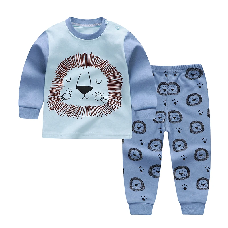 Детские пижамные комплекты с принтом героев мультфильмов хлопковая одежда для сна для мальчиков осенне-зимние топы с длинными рукавами для девочек+ штаны, 2 предмета в комплекте - Цвет: C11