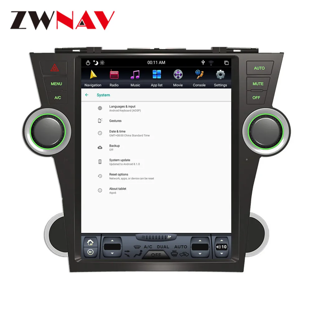 Sale Android 9.0 4GB RAM Tesla style Car No DVD Player GPS Navigation For Toyota Highlander 2007-2013 auto headunit multimedia player 12