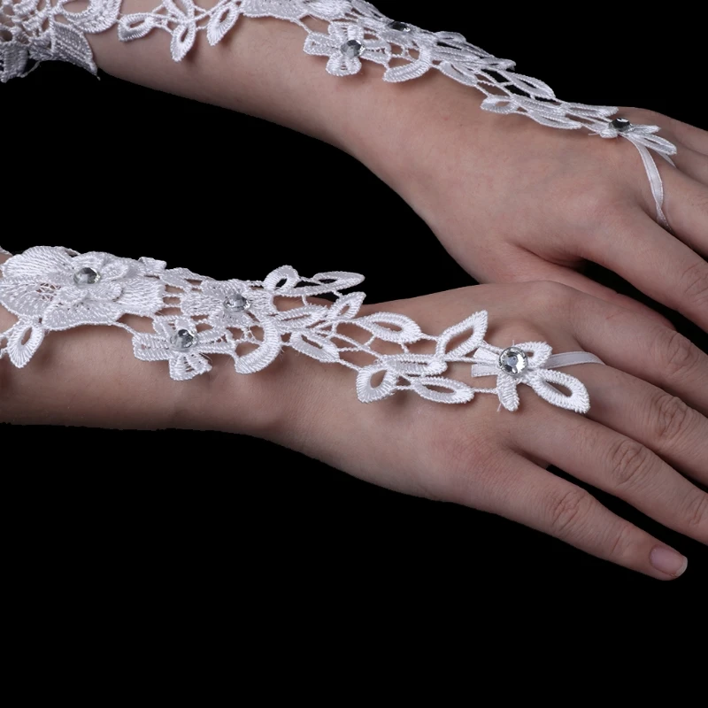 Свадебные перчатки для невесты кружевное свадебное платье Роскошные Длинные аксессуары без пальцев вечерние AXYD