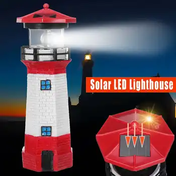 

Outdoor LED Solar Light Creative Lighthouse Statue Rotating Energy Saving Lamp Garden Courtyard Solar Lighting Decorative Light