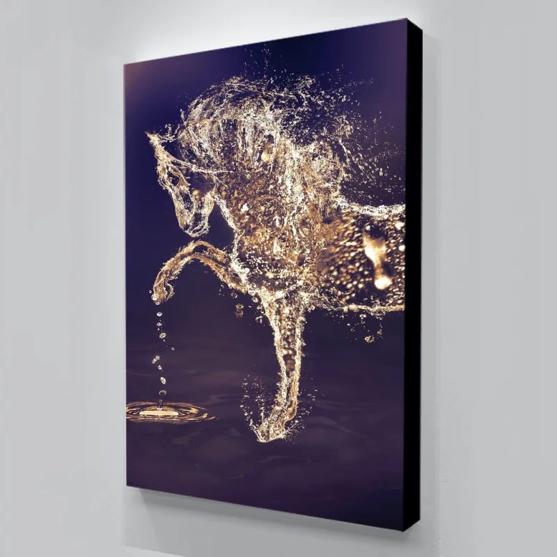 Wand-Leinwand-Poster-Tableau-Wandbild-Wasser-Pferd-Abstrakte-Malerei-Leinwand-Drucke-Bilder-F-r-Wand-Poster
