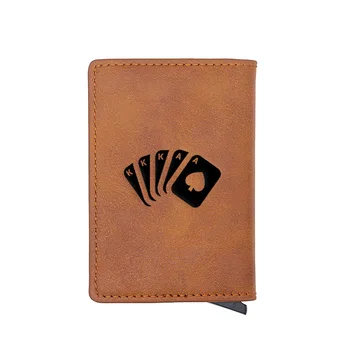 

Unique Poker Design Card Holder Wallets Men Women Rfid Leather Short Purse Slim Mini Wallet Money Bag