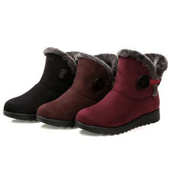 

Snow Boots For Women Winter Boots Warm Plush Ankle Boots For Women Shoes Female Boot Cotton Red Booties Button Plus Size 40 41