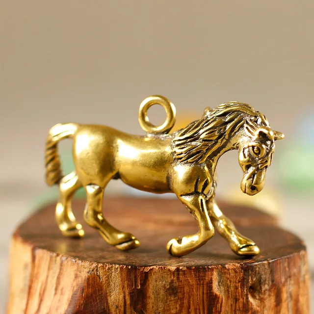 brass keyring animal pendant necklace chain car ornament horse pony