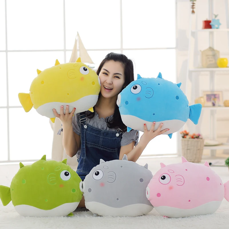 

Cartoon Pretty Puffer Fish Plush Pillow Globefish Stuffed Animal Doll Sleeping Pillow Cushion Girlfriend Gift