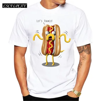 

2019 Funny Food Design Men T Shirt Fashion Hot Dog Adventure Printed T-shirt Short Sleeve Casual Tops