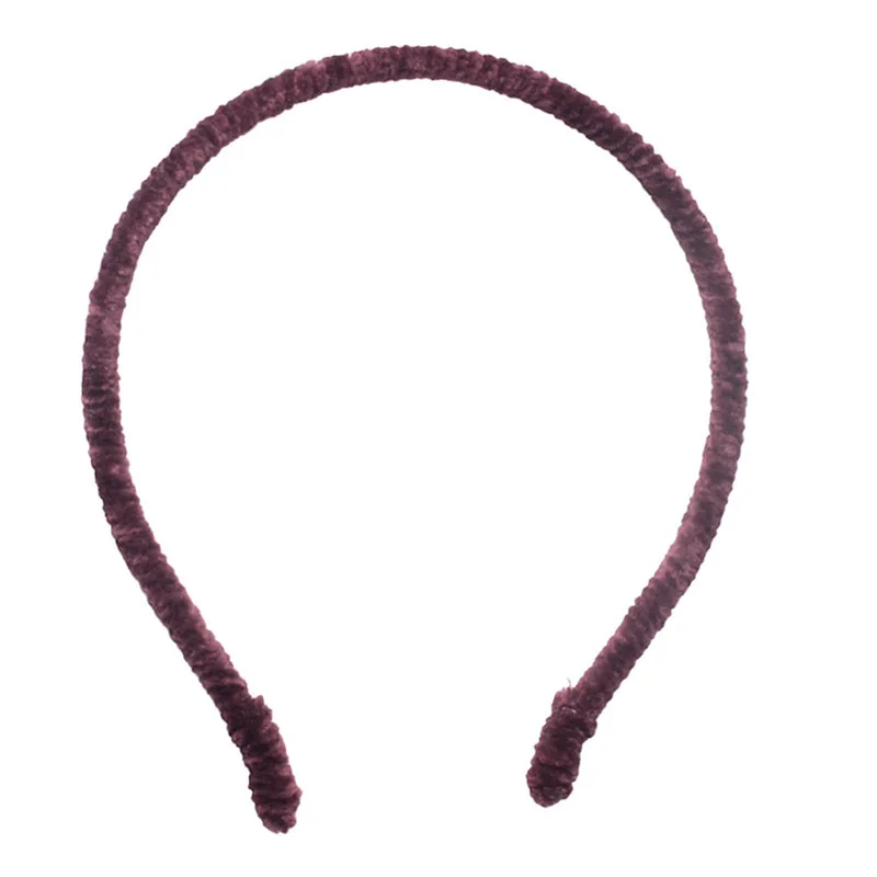 wine red Простая бархатная повязка на голову с плюшевой головкой ободок для волос для женщин осень зима тонкие повязки на голову обруч для волос аксессуары - Цвет: wine red
