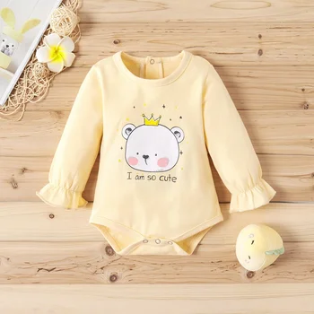 

New Newborn Infant Baby Girls Boys 0-24M Autumn Winter Causal Bodysuits Long Sleeve Solid Cotton Jumpsuits Playsuit Clothes