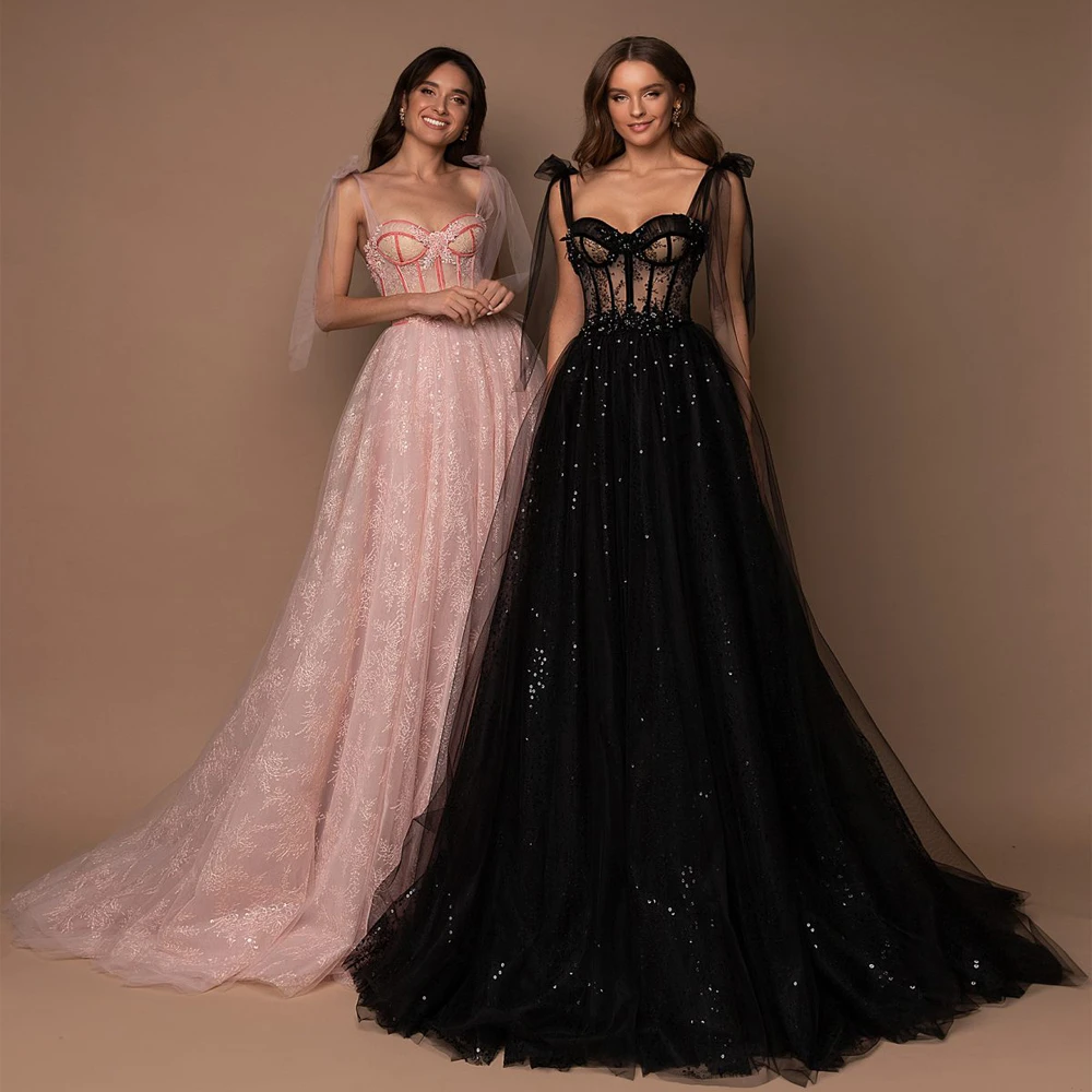 Glittering A Line Formal Prom Dresses 2022 Red Off the Shoulder Corset Sweetheart Straps Shiny Lace Tulle Evening Party Gowns plus size prom dresses