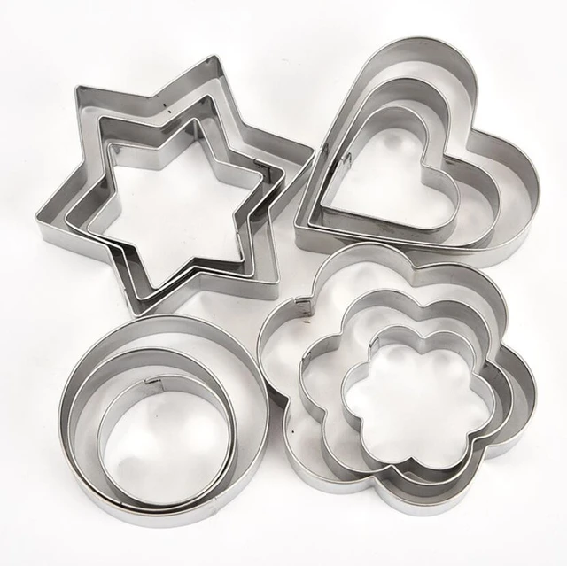 12Pcs Stainless Steel Cookie Cutters Shapes Baking Set Mold Cutters Baking  Tools