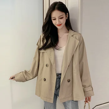 

Short Windbreaker Is High In The 2020 Early Autumn Pop Khaki Coat Double-breasted Jacket