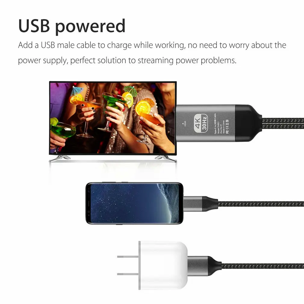 Универсальный 2 м/6.6ft USB кабель адаптер Тип C к HDMI HD tv AV ТВ кабель адаптер для samsung Galaxy S10 Note 9 Macbook PC
