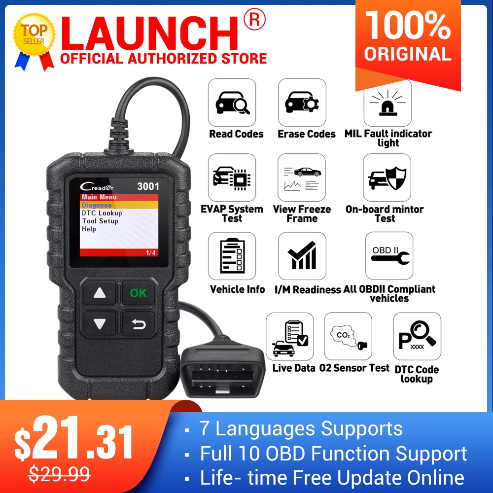 Launch X431 Creader 3001 OBD2 сканер Предоставлять OBDII/EOBD полная функция CR3001 Диагностический