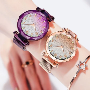 

Women Watches Gradient Starry Number Dial Luxury Magnetic Mesh Quartz Wristwatch Ladies Female Bracelet Watch Relogio Feminino