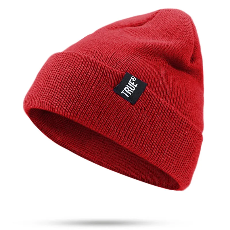 

Dropshipping Letter True Color Casual Beanies Men Women Fashion Knitted Winter Hat Solid Hip-hop Skullies Hat Bonnet Unisex Cap