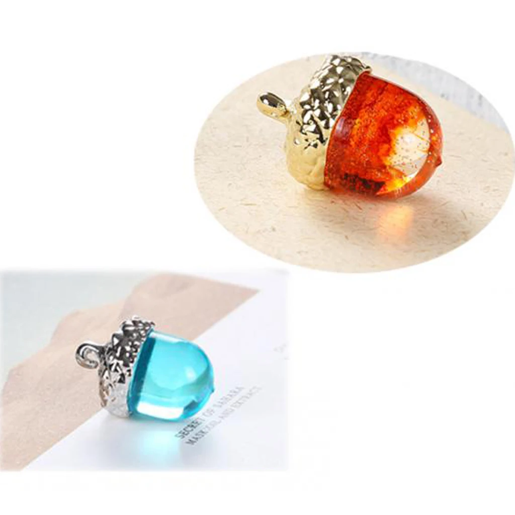 Silicone Jewelry Mold Pendant Mould & Silver Bead End Caps DIY Acorn Charm
