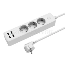 Ue tomada de tira energia 2500w com 4 portas de carregamento usb tomada 5v 2.3a para o escritório em casa plug transporte da gota