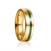 6mm Gold Color Polished Inlaid Malachite Tungsten Steel Ring For Men Groove Carbon Engagement Rings 2