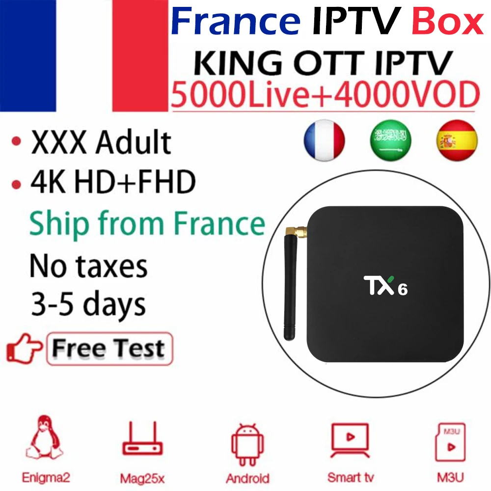 TX6 H6 Android 9,0 ТВ коробка+ Король IPTV арабский и французский Испания взрослый IP tv m3u 4G/64G быстрее двойной WiFi 2,4G/5,8G 4K BT5.0 телеприставка