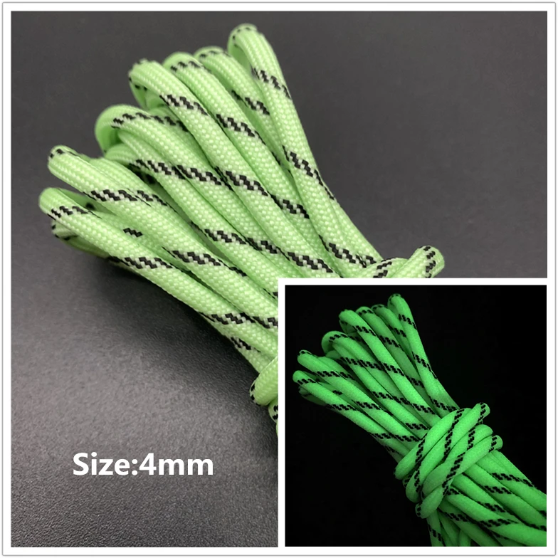 5yards/Lot 2mm 4mm Luminous Rope Para cord Parachute Cord Lanyard Rope Mil Spec Type DIY Bracelet Cord Accessories 