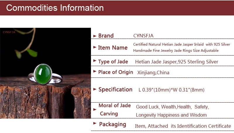 CYNSFJA настоящий Сертифицированный натуральный Хотан Jade Jasper 925 пробы серебряные ювелирные изделия Амулет зеленый нефрит кольцо высокое качество лучший подарок