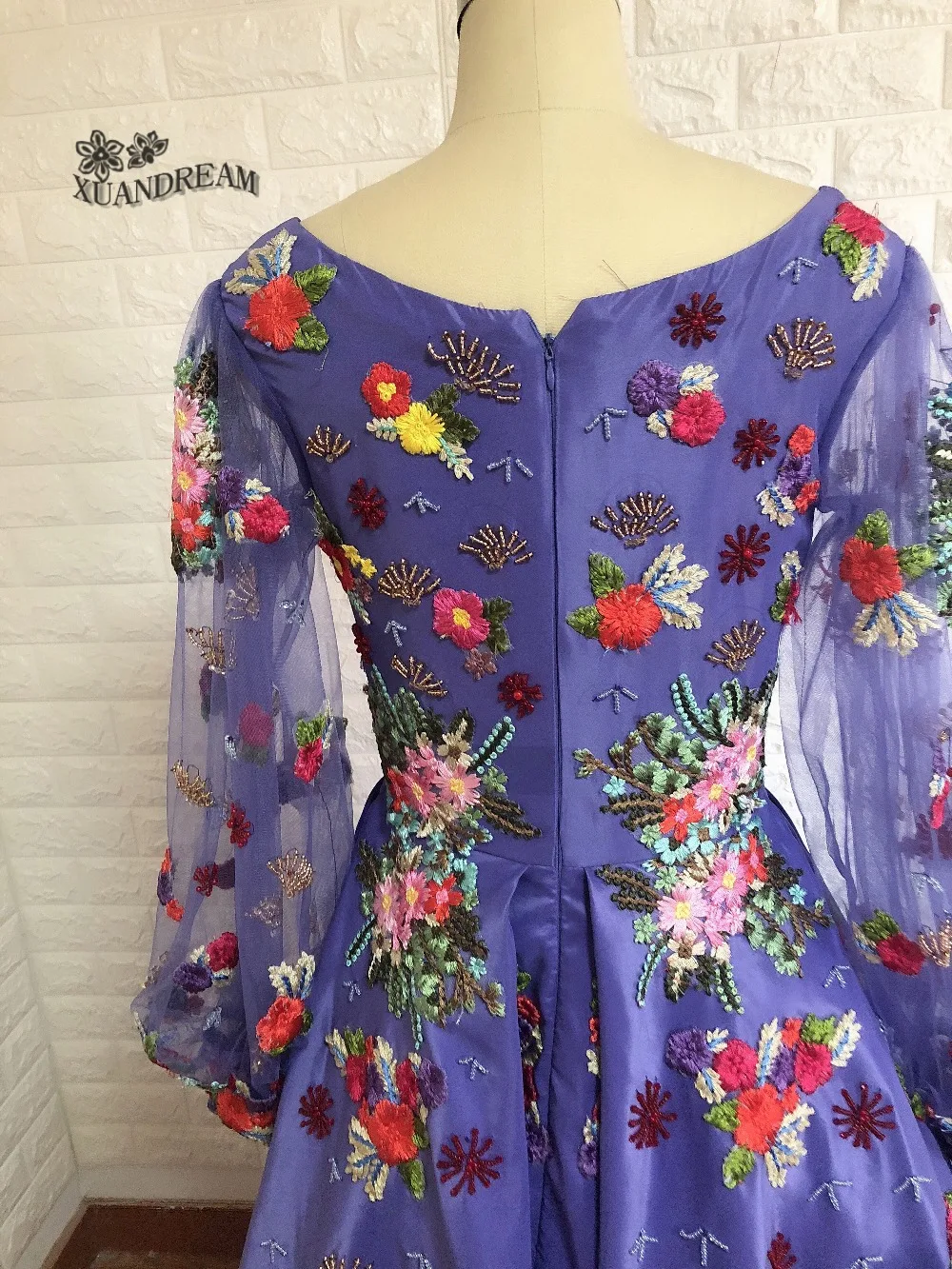 XUANDREAM, дизайн, bestidos de gala vestido debutante curto, v-образный вырез, длинные рукава, тяжелые бусины, короткие платья для выпускного вечера, XD-154