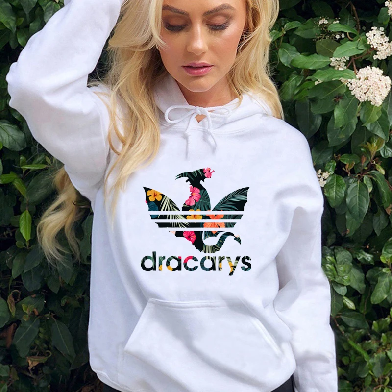 

Cute Dracarys Printed Sweatshirts Hooded Long Sleeve Loose Autumn Winter Couple Hoodies Clothing Women Men Pullovers