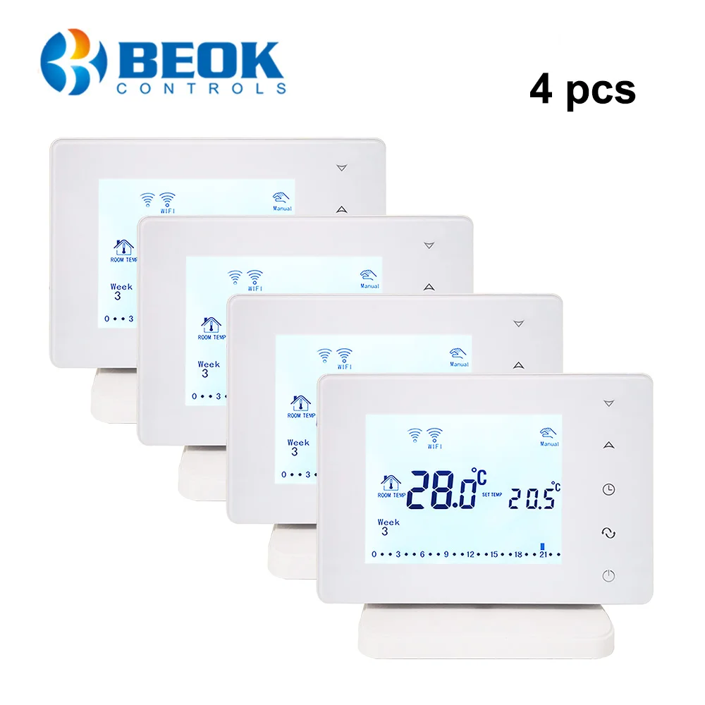 Beok 4 шт. BOT306RF-wifi беспроводной wifi умный термостат для газового котла контроллер температуры Питание от USB