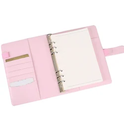 Cahier à Clip en PU A5/A6, 6 anneaux en cuir, feuille ample, couverture, reliure en spirale, couleur Macaron, papeterie Kawaii, nouveau 