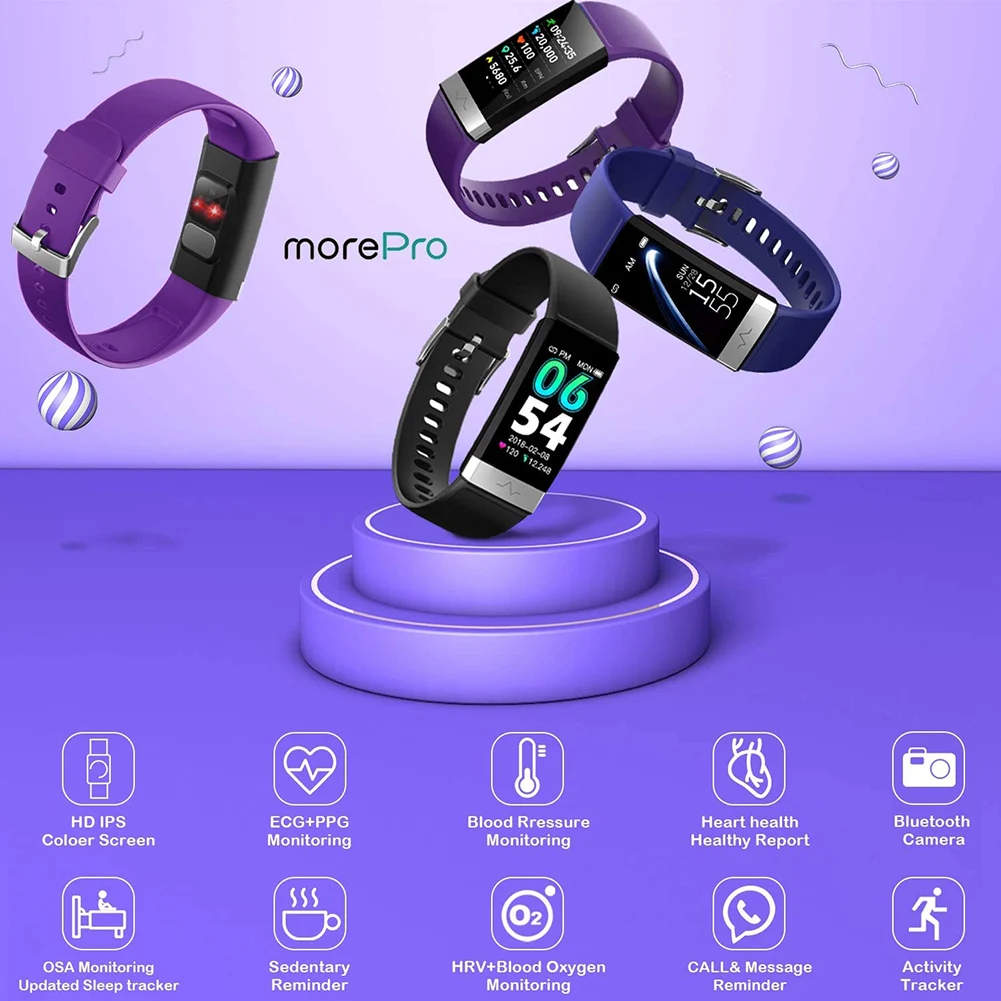 V19 ECG Bluetooth4.0 Heart Rate Blood Pressure Sleep Monitoring Smart Bracelet USB Port Charging Smart Bracelet