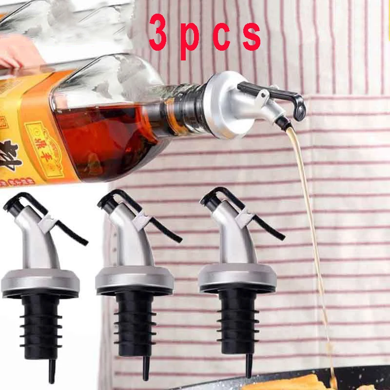 3pcs Oil Bottle Stopper Lock Plug Nozzle Pour Vinegar Oil Wine Bottle