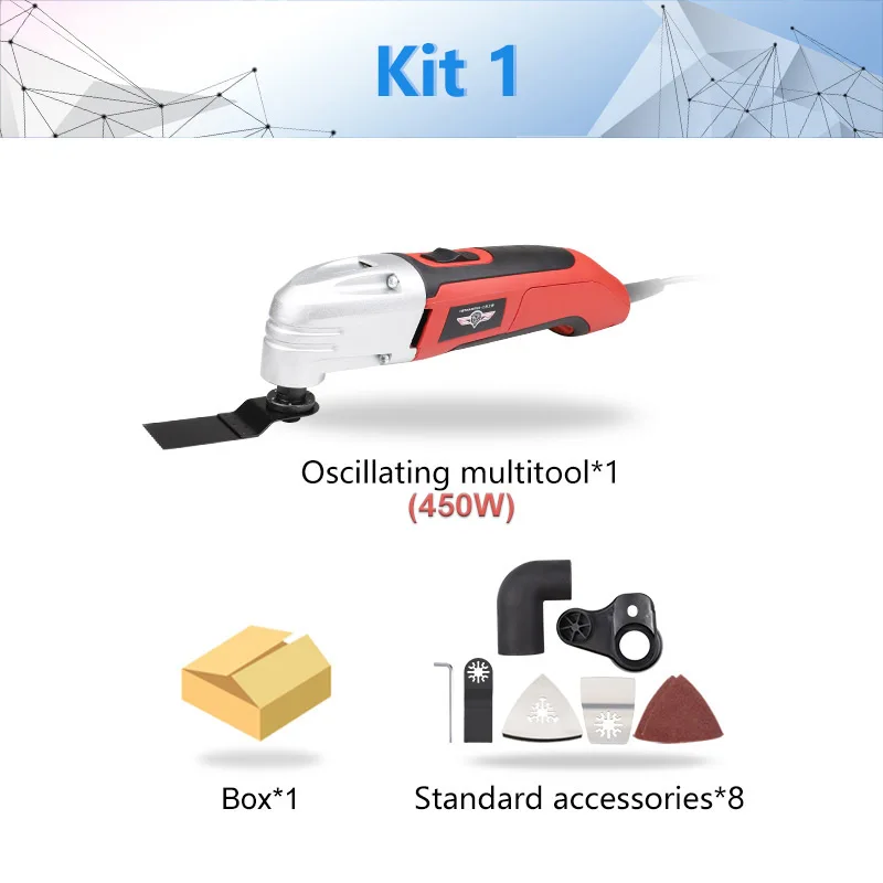 Kit 1 HEPHAESTUS 230 В Осциллирующий Инструмент в 450 Вт Осциллирующий многофункциональный инструмент с пильными лезвиями, функция переменной скорости Триммер Инструмент для обновления - Цвет: Kit 1
