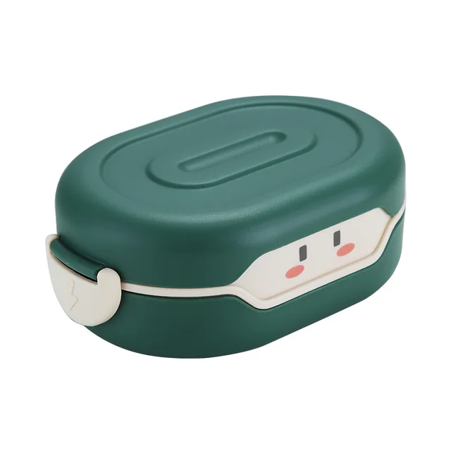 Cute Bento Lunch Box for Kids School Children Microwavable Stainless Steel Kindergarten Children's Bread Sandwich Food Box green