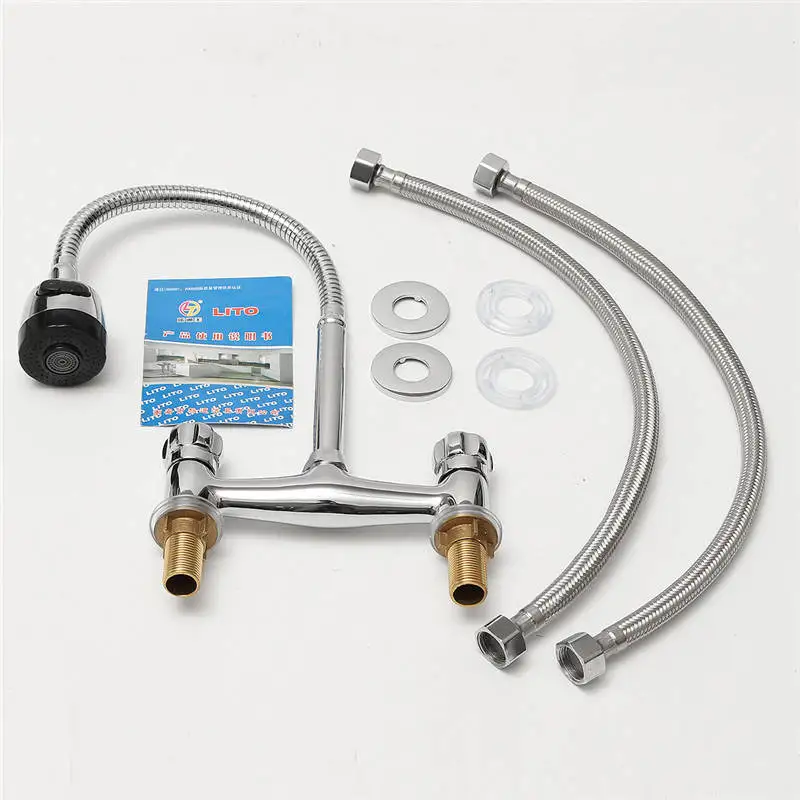 

Xueqin 360Rotation Bathroom Dual Handle Basin Faucet Deck Mounted Flexible Mixer Hot And Cold Brass Kitchen Sink Water Tap