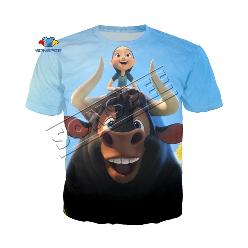 

SONSPEE Summer Fashion Sweatshirt Men Women Short Sleeve 3D Print Anime Movie Ferdinand T-Shirt Unisex Casual Cute Pullover