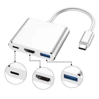 

USB 3.1 Type-C to HD USB 3.0 USB-C Multi-port Adapter Converter Laptop 3-in-1 HD Hub