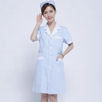 

White Coat Nurse Take A Doctor To Take A Medicine Shop Medicine Woman White Gown Custom-made Beauty Suit Light Blue