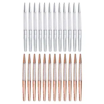 

12Pcs Luxury Quicksand Ballpoint Pens Black Ink Crystal Metal Roller Ball Pen School Office Writing Supplies Novelty Stationery