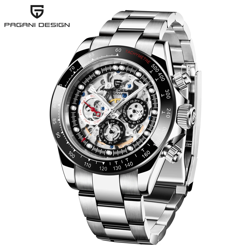 2021 New PAGANI DESIGN Mens skeleton Mechanical Watches Rainbow circle Luxury Automatic watch for men Diver Wrist Watch sapphire 
