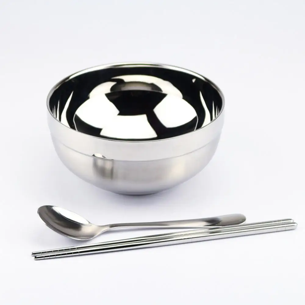 Eco-friendly Double Layer Anti-Rust 304 Stainless Steel Classic Bowl Thermal Insulation Kitchen Flatware Dia 12/13/14/15/16CM