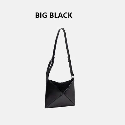 Модные Роскошные Брендовые женские дизайнерские сумки с треугольными панелями, женские Сумки из искусственной кожи на плечо, женские квадратные сумки для телефона - Цвет: Big black