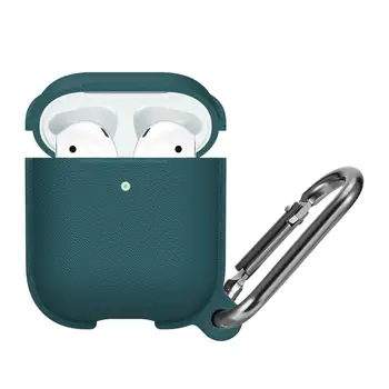 

For Airpods 2 Case Metal Holder Litchi Texture Skin Soft TPU Silicone Bluetooth Earphone Protective Case For Airpods Full Cover